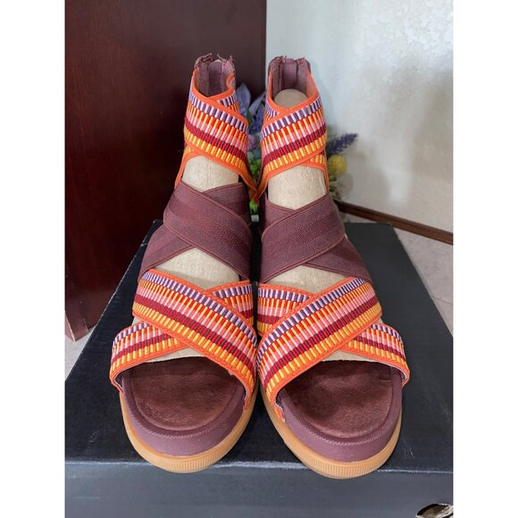 Sorel Womens Joanie II Wedge Sandals Size 8 Multi-Color Strappy Design With Zi - Picture 2 of 9